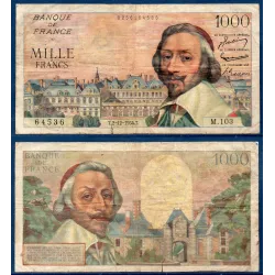 1000 Francs Richelieu, B, 2.12.1954 Billet de la banque de France