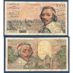 1000 Francs Richelieu, B, 2.6.1955 Billet de la banque de France