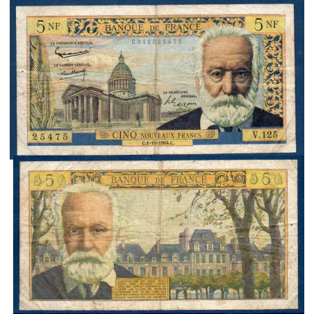 5 Nouveaux Francs Victor Hugo, B, 1.10.1964 Billet de la banque de France