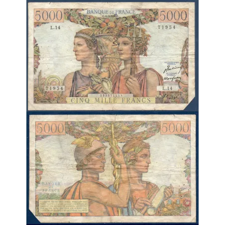 5000 Francs Terre et Mer, TB coupé, 10.3.1949 Billet de la banque de France