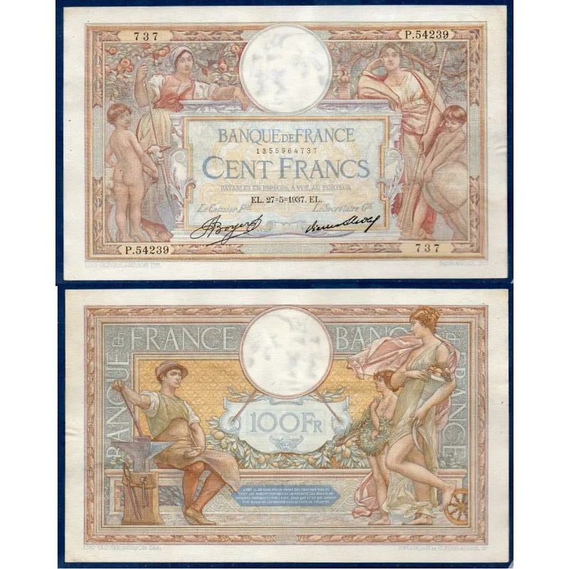 100 Francs LOM, TTB, 27.5.1937 Billet de la banque de France 100 Francs LOM, TTB, 27.5.1937 Billet de la banque de France