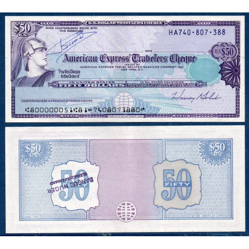 Etats Unis Spl travler cheque American Express de 50 Dollars Etats Unis Spl travler cheque American Express de 50 Dollars