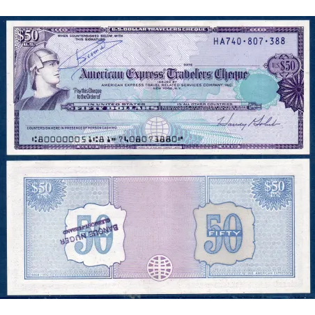 Etats Unis Spl travler cheque American Express de 50 Dollars