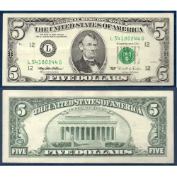 Etats Unis P.498 TTB San Francisco, Billet de 5 Dollars 1995 série L