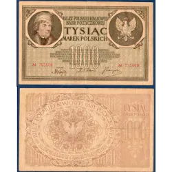 Pologne P.22a, TTB, Billet de 1000 Marek 1919 Tadeusz Kosciuszko
