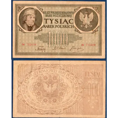 Pologne P.22a, TTB, Billet de 1000 Marek 1919 Tadeusz Kosciuszko