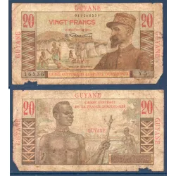 Guyane Française P.21a, AB Billet de 20 francs 1947-1949 Emile Gentil