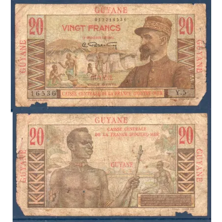 Guyane Française P.21a, AB Billet de 20 francs 1947-1949 Emile Gentil