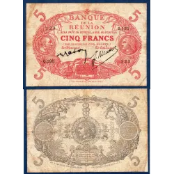 Reunion P.14, TB-, Billet de 5 Francs 1901 Cabasson