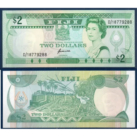 Fidji P.90a, neuf Billet de 2 Dollars 1995 Canne à sucre