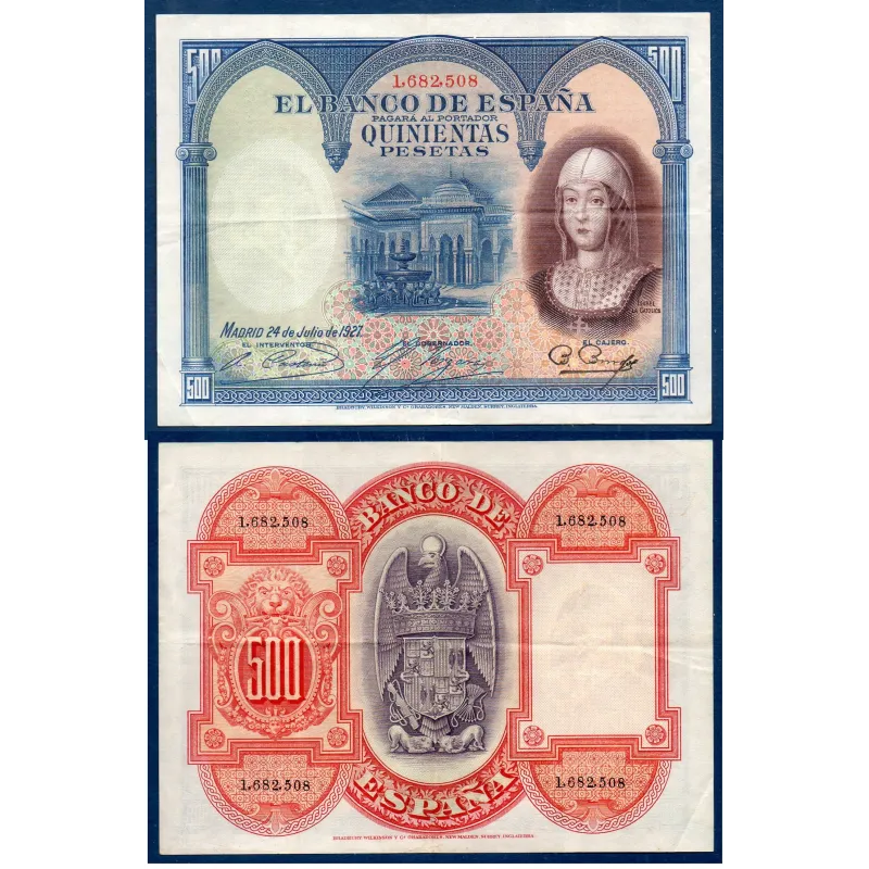 Espagne P.73c, TTB Billet de 500 pesetas 1927 Isabelle de Castille Espagne P.73c, TTB Billet de 500 pesetas 1927 Isabelle de Castille