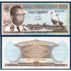 Congo P.6a, Sup, Billet de 100 francs 1961 grues couronnées