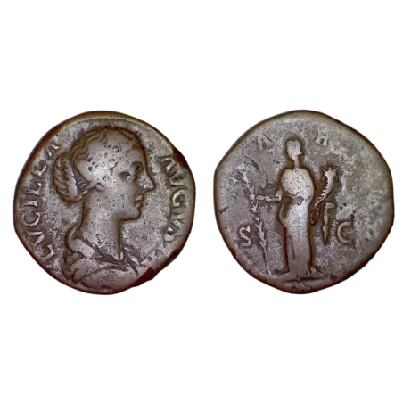Sesterce de Lucille (164-166), RIC 1740 HILARITAS atelier Rome