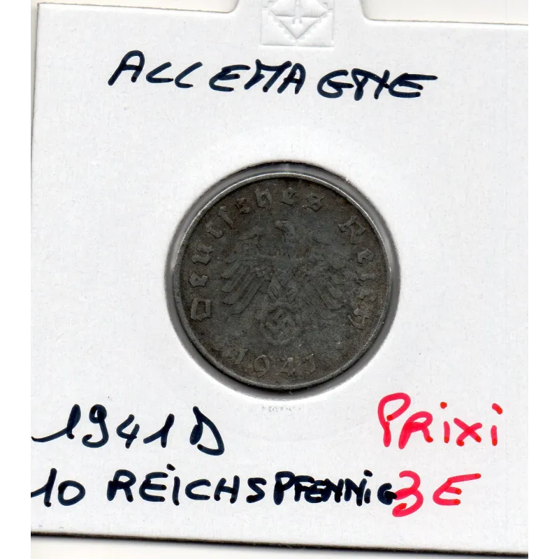 Allemagne 10 reichspfennig 1941 D, TTB KM 101 pièce de monnaie Allemagne 10 reichspfennig 1941 D, TTB KM 101 pièce de monnaie