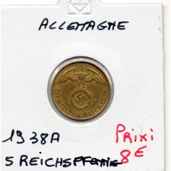 Allemagne 5 reichspfennig 1938 A, Sup KM 91 pièce de monnaie