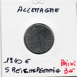 Allemagne 5 reichspfennig 1940 E, TTB KM 100 pièce de monnaie