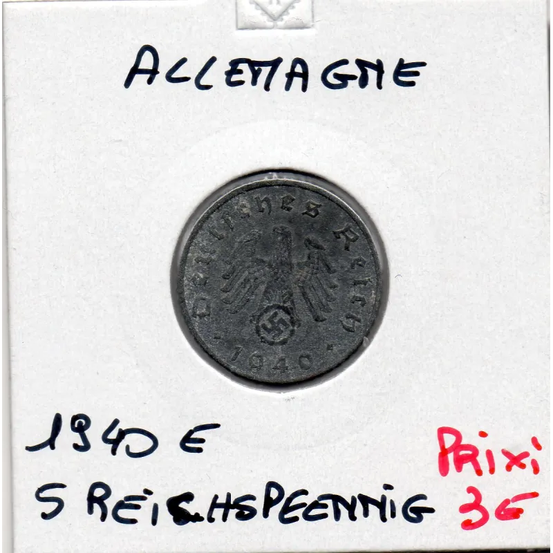 Allemagne 5 reichspfennig 1940 E, TTB KM 100 pièce de monnaie Allemagne 5 reichspfennig 1940 E, TTB KM 100 pièce de monnaie