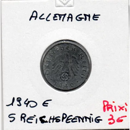 Allemagne 5 reichspfennig 1940 E, TTB KM 100 pièce de monnaie