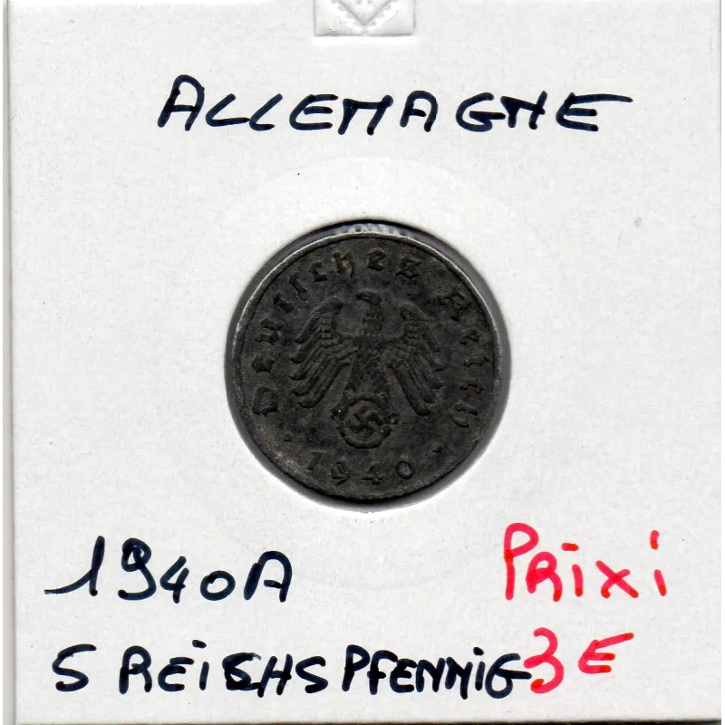 Allemagne 5 reichspfennig 1940 A, TTB KM 100 pièce de monnaie Allemagne 5 reichspfennig 1940 A, TTB KM 100 pièce de monnaie