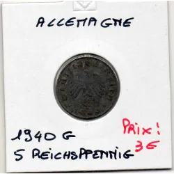 Allemagne 5 reichspfennig 1940 G, TTB KM 100 pièce de monnaie