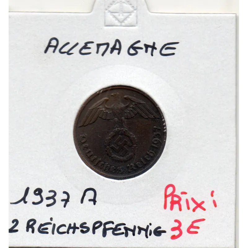 Allemagne 2 reichspfennig 1937 A, TTB KM 90 pièce de monnaie Allemagne 2 reichspfennig 1937 A, TTB KM 90 pièce de monnaie