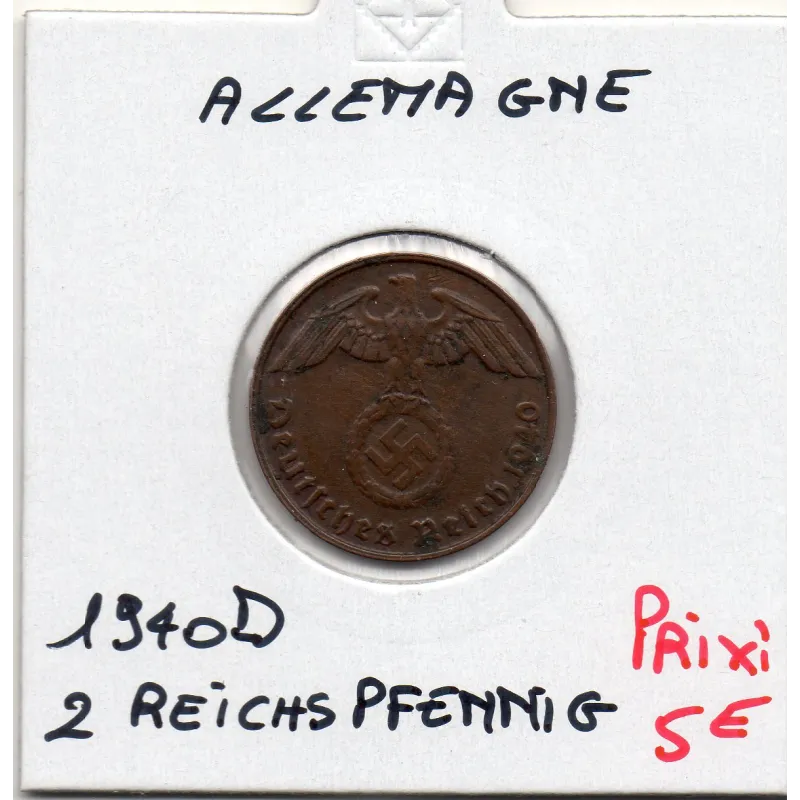 Allemagne 2 reichspfennig 1940 D, TTB KM 90 pièce de monnaie Allemagne 2 reichspfennig 1940 D, TTB KM 90 pièce de monnaie