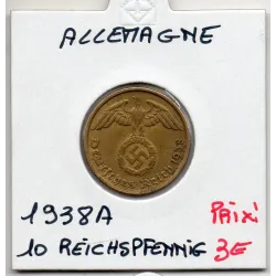 Allemagne 10 reichspfennig 1938 A, TTB KM 92 pièce de monnaie