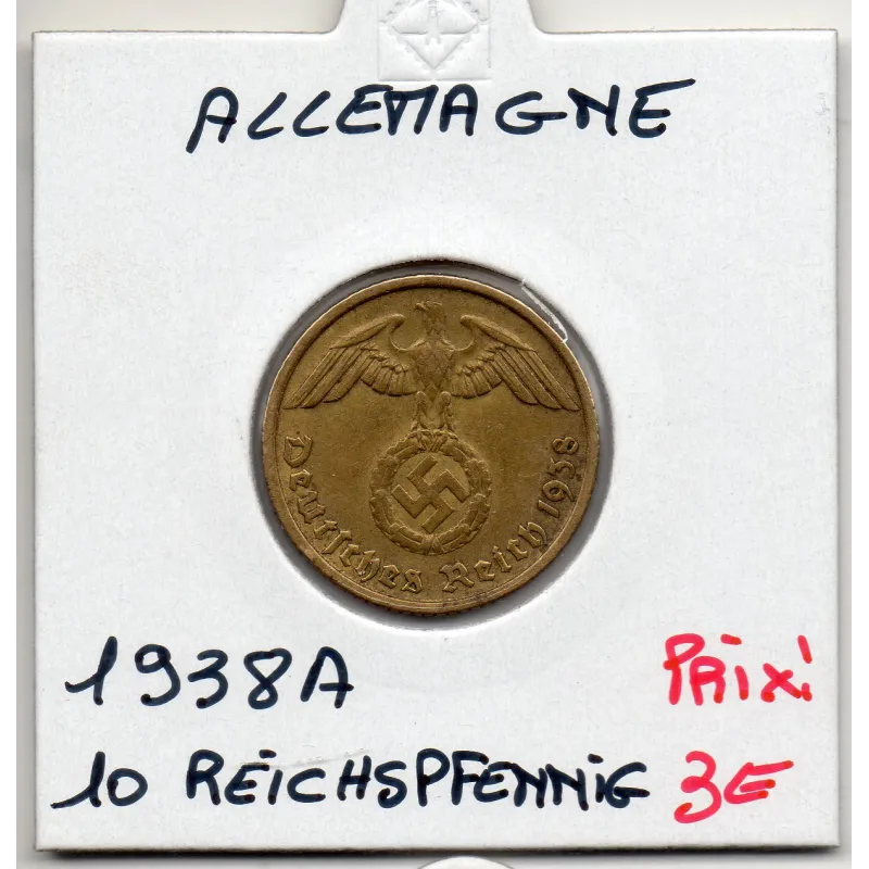 Allemagne 10 reichspfennig 1938 A, TTB KM 92 pièce de monnaie Allemagne 10 reichspfennig 1938 A, TTB KM 92 pièce de monnaie