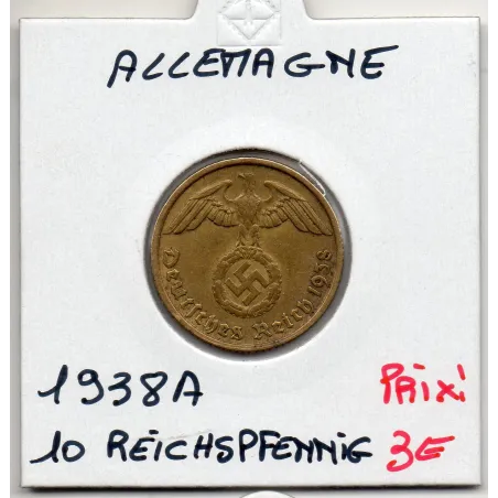 Allemagne 10 reichspfennig 1938 A, TTB KM 92 pièce de monnaie