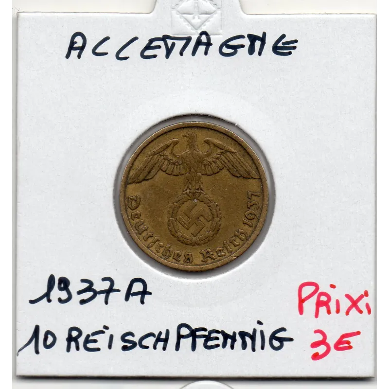 10 reichspfennig 1937 A, TTB KM 92 pièce de monnaie 10 reichspfennig 1937 A, TTB KM 92 pièce de monnaie