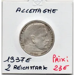 Allemagne 2 reichsmark 1937 E, Sup KM 93 pièce de monnaie