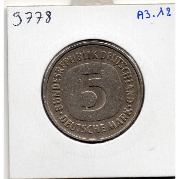 Allemagne RFA 5 deutsche mark 1975 F, TTB KM 140.1 pièce de monnaie