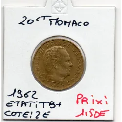 Monaco Rainier III 20 centimes 1962 TTB+, Gad 147 pièce de monnaie