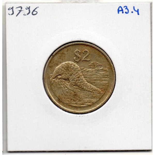 Zimbabwe 2 dollars 1997 TTB+, KM 12 Pangolins