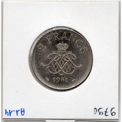Monaco Rainier III 2 Francs 1981 Sup+, Gad 151 pièce de monnaie