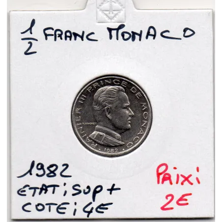 Monaco Rainier III 1/2 Franc 1982 Sup+, Gad 149 pièce de monnaie