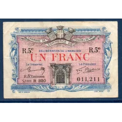Toulon 1 franc, TB, 3.3.1919 Pirot 121.29 Billet de la chambre de commerce