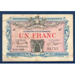 Toulon 1 franc, TB, 20.9.1917 Pirot 121.20 Billet de la chambre de commerce