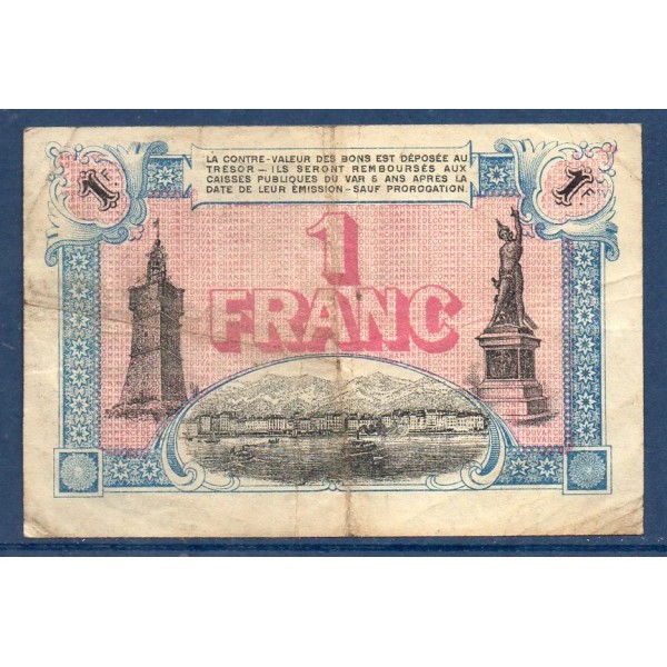 Toulon 1 franc, TB, 20.9.1917 Pirot 121.20 Billet de la chambre de commerce