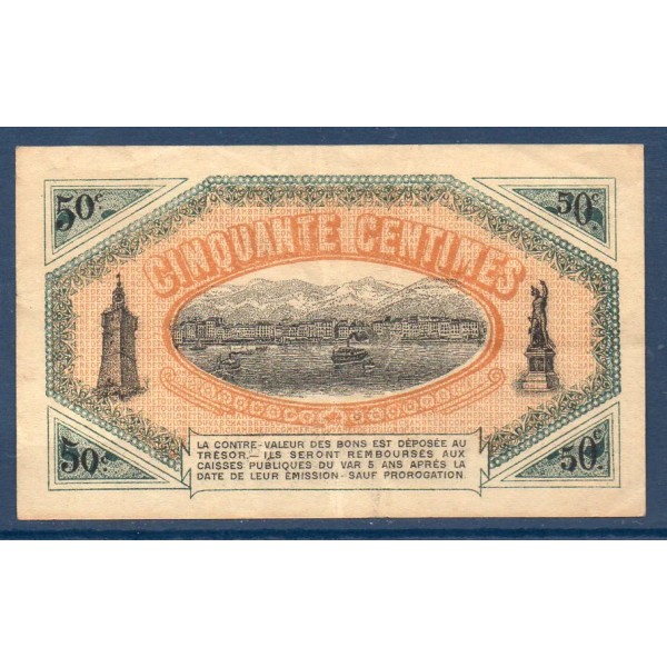 Toulon 50 centimes, TTB, 3.3.1919 Pirot 121.28 Billet de la chambre de commerce