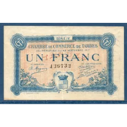 Tarbes 1 franc, TTB, 23.9.1917 Pirot 120.18 Billet de la chambre de commerce