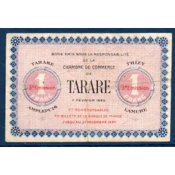 Tarare 1 franc, TTB-, 7.2.1920 Pirot 119.30 Billet de la chambre de commerce