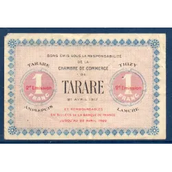 Tarare 1 franc, TB, 21.4.1917 Pirot 119.24 Billet de la chambre de commerce