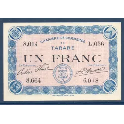 Tarare 1 franc, Neuf, ND Pirot 119.8 Billet de la chambre de commerce