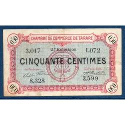 Tarare 50 centimes, TB, 21.4.1917 Pirot 119.23 Billet de la chambre de commerce