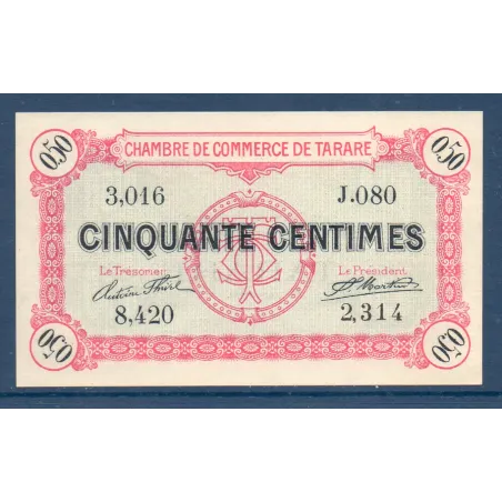 Tarare 50 centimes, Neuf, 22.1.1916 Pirot 119.16 Billet de la chambre de commerce