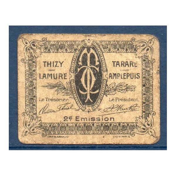 Tarare 5 centimes, TB, ND Pirot 119.38 Billet de la chambre de commerce