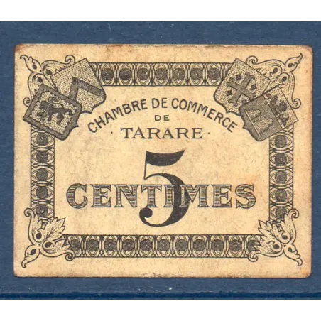 Tarare 5 centimes, TB, ND Pirot 119.35 Billet de la chambre de commerce