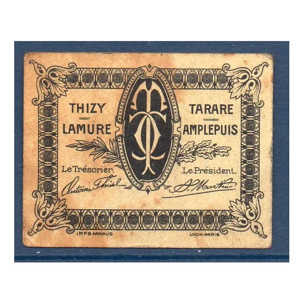 Tarare 5 centimes, TB, ND Pirot 119.35 Billet de la chambre de commerce
