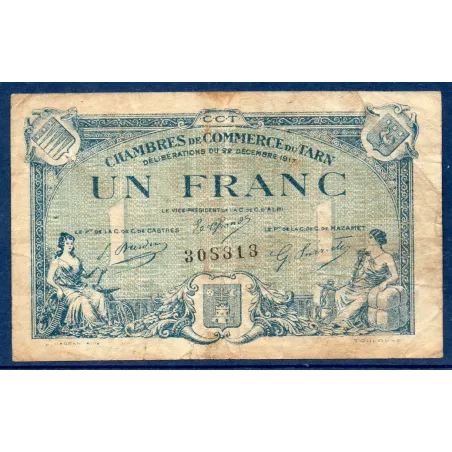 Albi et Castres Mazamet 1 franc, TB, 22.12.1917 Pirot 5.13 Billet de la chambre de commerce